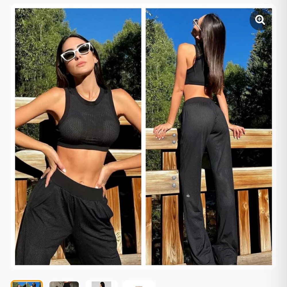 ALO Yoga Mesh All Star Black Top